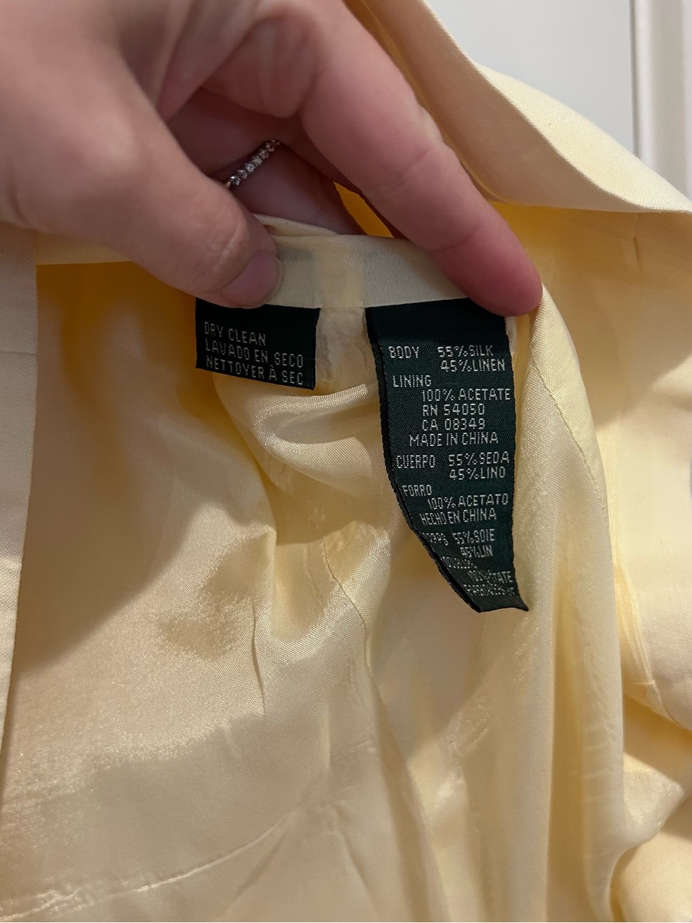 Ralph Lauren Butter Yellow Silk Linen Blend Women's Blazer - Picture 5 of 5